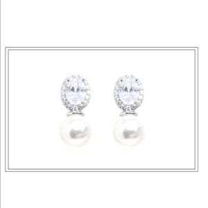 High Quality Fashion Jewelry Cubic & Pearl Drop Earring / Bridal / boutique /
